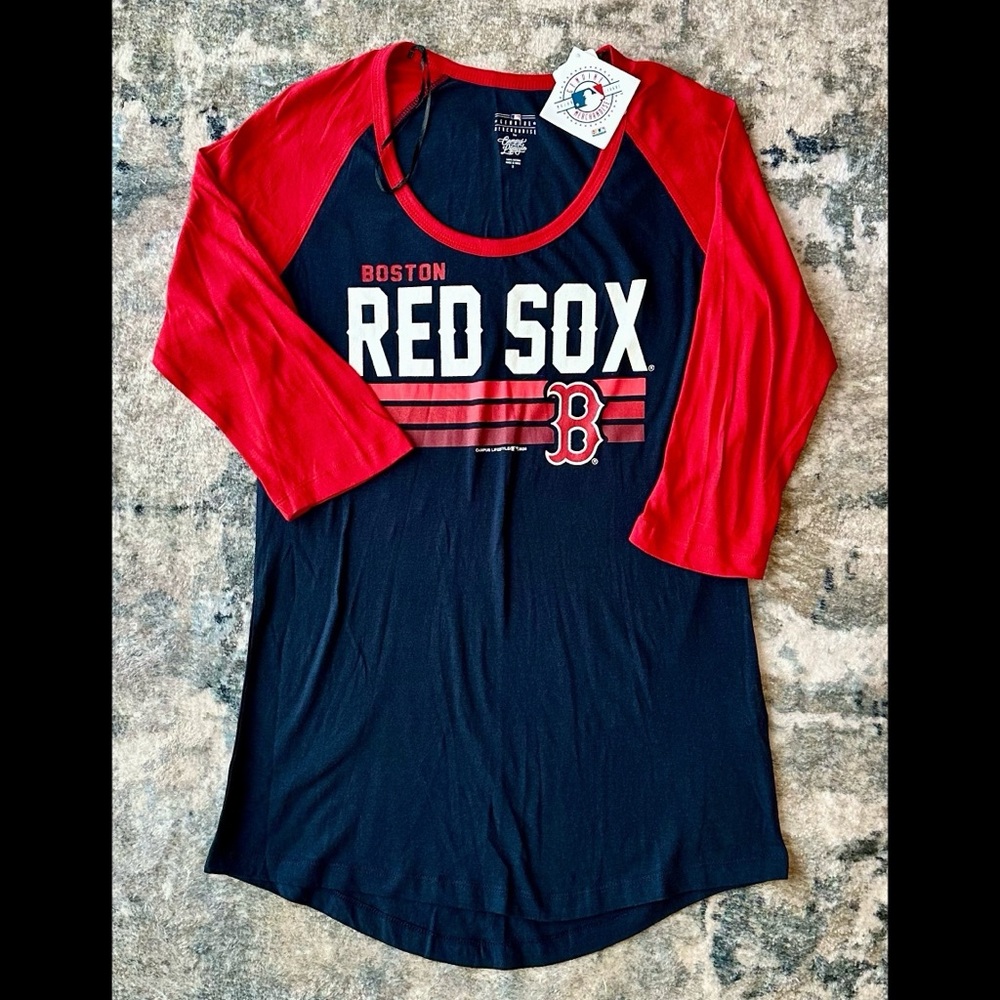 Women's Boston Red Sox Long Sleeve Tee - Red and Black